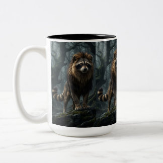 Mystischer Waschbär Löwe – Bernsteinäugige Waldpha Zweifarbige Tasse