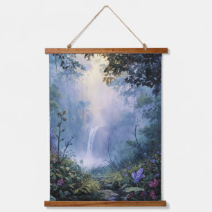 Mystischer Wasserfall-Glanz Enchanted Forest Kunst Wandteppich Mit Holzrahmen