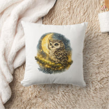 Mystischer Wasserfarb-Owl und goldener Halbmond