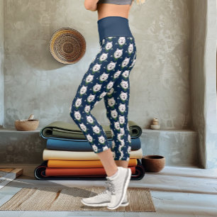 Mystischer Weißer Arktischer Wolf Winter Schneeglö Capri Leggings