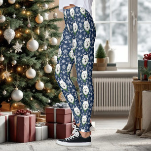 Mystischer Weißer Arktischer Wolf Winter Schneeglö Leggings