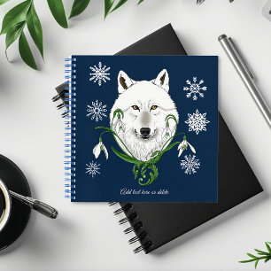 Mystischer Weißer Arktischer Wolf Winter Schneeglö Notizbuch
