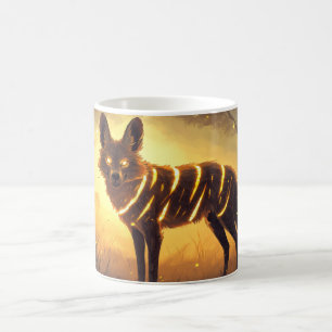 Mystischer Wolf-Becher mit leuchtenden Streifen in Kaffeetasse