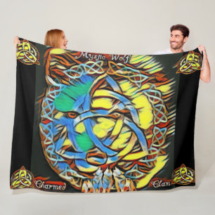 Mystischer Wolf bezauberte Clan-Fleece-Decke, Fleecedecke