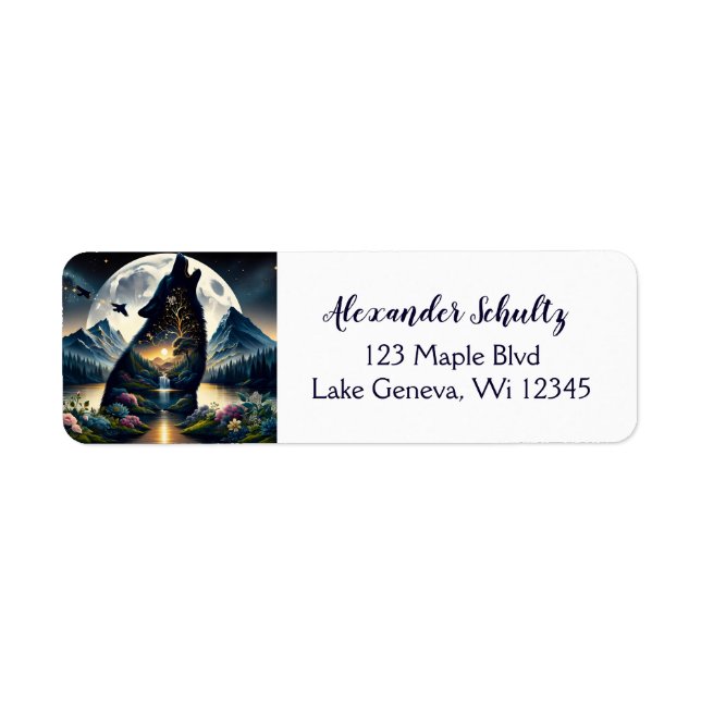 Mystischer Wolf Howling auf dem Moon Surreal Perso (Vorne)