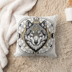 Mystischer Wolf Mandala Himmelswurf Kissen