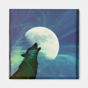 Mystischer Wolfmond quadriert Magnet
