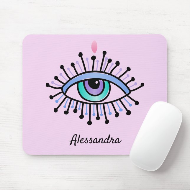 Mystisches, alles sichtendes Auge, hellrosa Mousepad (Mit Mouse)