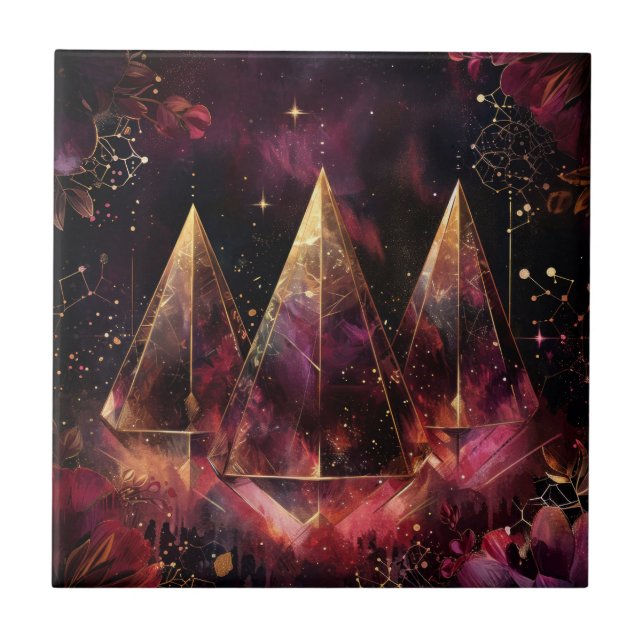 Mystisches Amethyst-Hexen-Zeltal-Muster Fliese (Vorderseite)