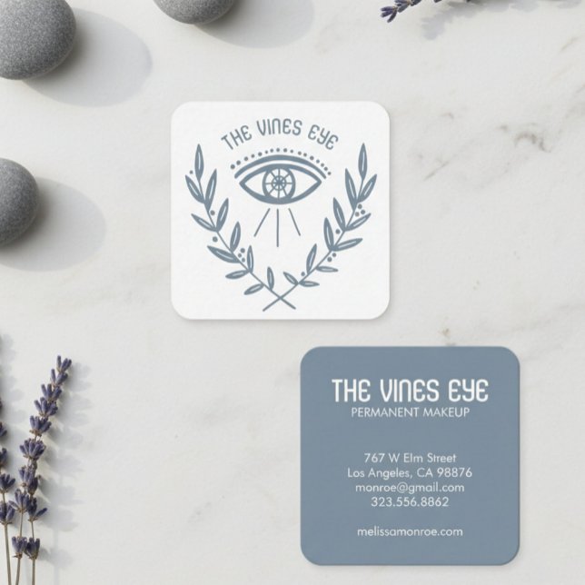 Mystisches Auge und Reben Elegante Boho Quadratische Visitenkarte (Mystical Eye and Vines Elegant Boho Square Business Card
)