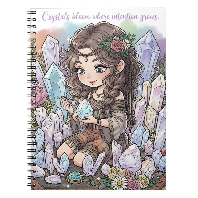 Mystisches Blumenkind mit Quarz Notizblock (Vorderseite)