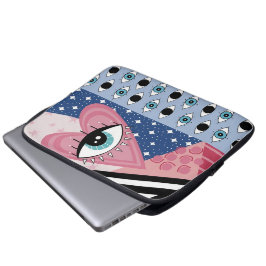 Mystisches Böse-Augen-Herz Pop-Art Retro-Himmels-D Laptopschutzhülle