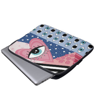 Mystisches Böse-Augen-Herz Pop-Art Retro-Himmels-D Laptopschutzhülle
