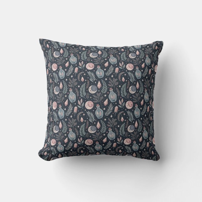Mystisches botanisches Muster Kissen (Vorderseite)