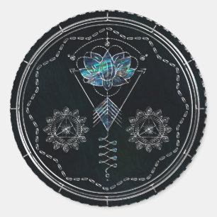 Mystisches buntes Unalome alles sehende Auge Runder Aufkleber