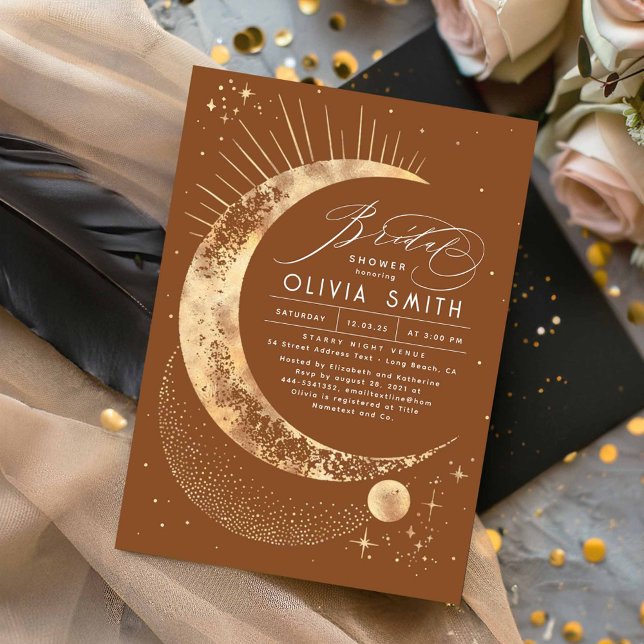 Mystisches Celestis-Brautparty Einladung (Celestial Mystical Terracotta Bridal Shower Invitation)