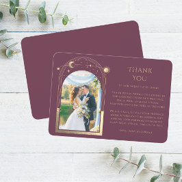 Mystisches Chic Pum Gold Star Moon Foto Hochzeit Dankeskarte