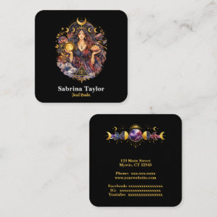 Mystisches Design auf Schwarz Quadratische Visitenkarte