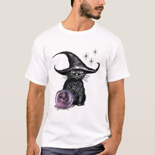 Mystisches Design mit schwarzer Katze und Hexenhut T-Shirt
