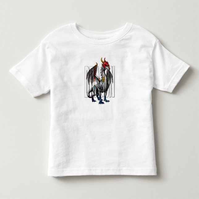 Mystisches Drachen-Fantasy-Kreatur-Design Kleinkind T-shirt (Vorderseite)
