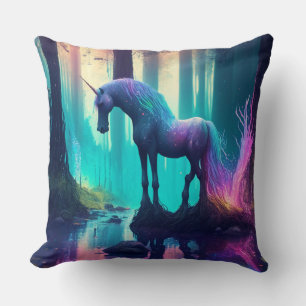 Mystisches Einhorn in der Woods Fantasy Art Kissen