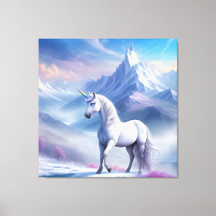 Mystisches Einhorn in einem magischen Fantasiereic Leinwanddruck