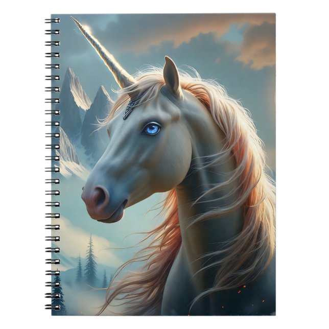 Mystisches Einhorn in verzauberten Bergen Notizblock (Vorderseite)
