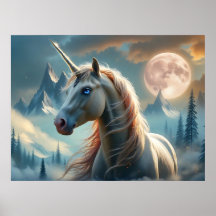 Mystisches Einhorn in verzauberten Bergen