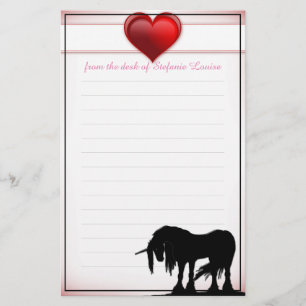 Mystisches Einhorn mit Linien (Herz Valentin) Briefpapier
