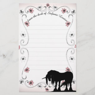 Mystisches Einhorn mit Linien (rosa Blüte) Briefpapier