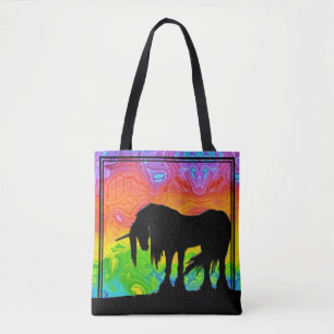 Mystisches Einhorn (orange/grün/gelb abstrakt)