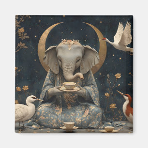 Mystisches Elephant Tee Party unter dem Halbmond Magnet
