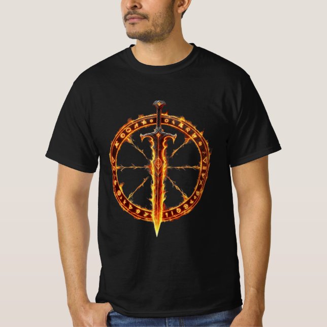 Mystisches Feuerschwert T-Shirt (Vorderseite)