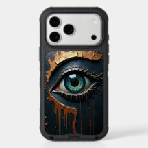 Mystisches Goldenes Auge Surrealismus Dunkles Teal