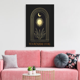 Mystisches goldenes Portal mit solarem lunaren Wap Leinwanddruck