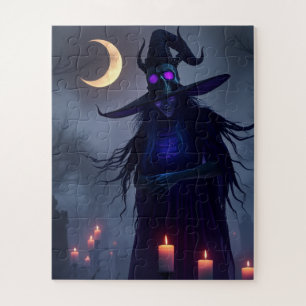 Mystisches Gothic-Hexen-Puzzle – Schädel-Glow-Magi Puzzle