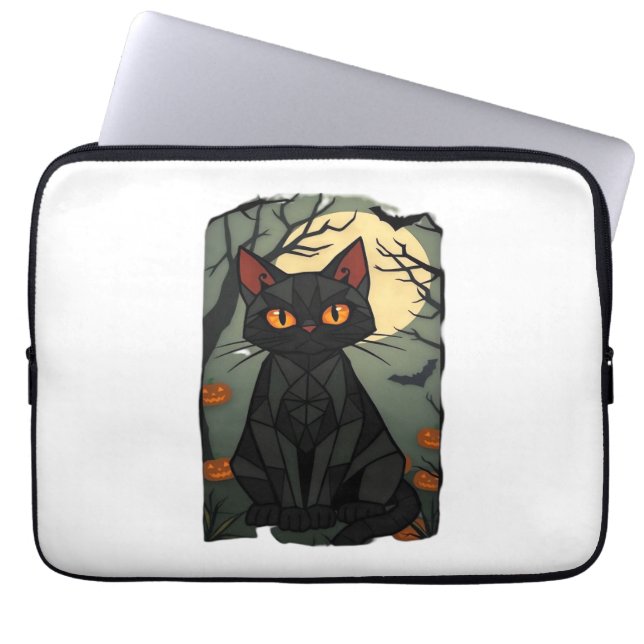 Mystisches Halloween Black Cat Art - Spooky Feline Laptopschutzhülle (Vorderseite)
