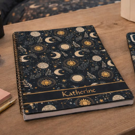 Mystisches himmlisches Mondmuster Benutzerdefinier Notizbuch