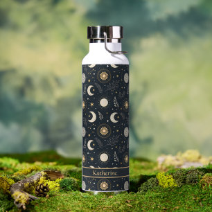 Mystisches himmlisches Mondmuster Individueller Na Trinkflasche