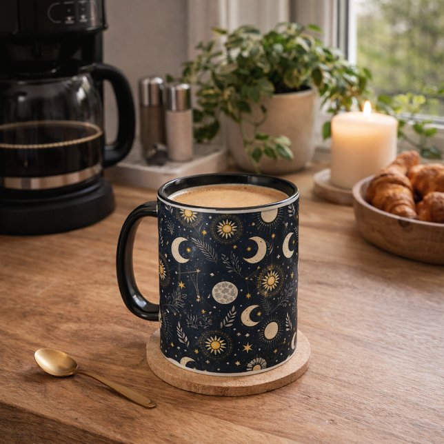 Mystisches himmlisches Mondmuster Tasse (Von Creator hochgeladen)