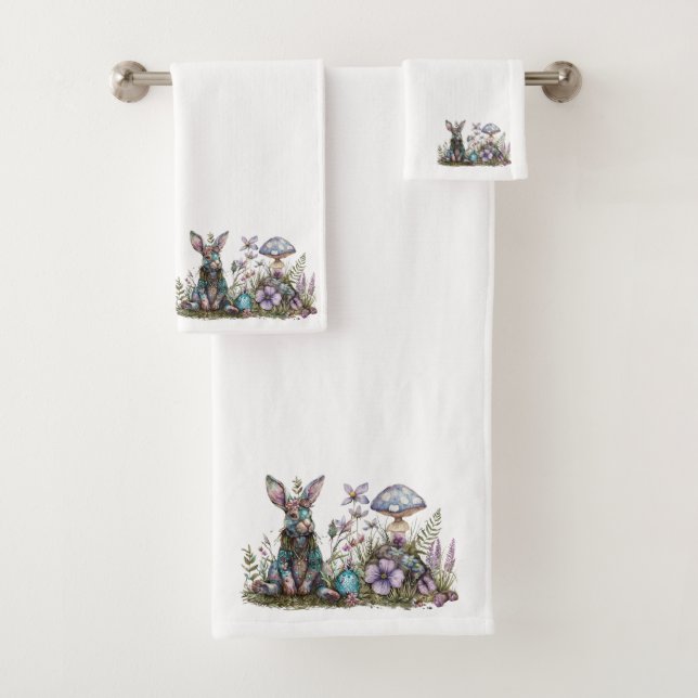 Mystisches Kaninchen mit Pilzen Badhandtuch Set (Insitu)