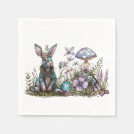 Mystisches Kaninchen mit Pilzen Serviette