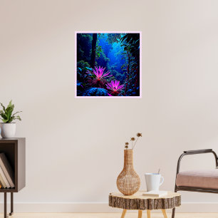Mystisches, leuchtendes Dschungelblüten-Design Poster