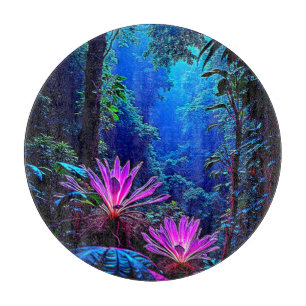 Mystisches, leuchtendes Dschungelblüten-Design Schneidebrett