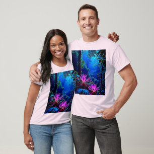 Mystisches, leuchtendes Dschungelblüten-Design T-Shirt