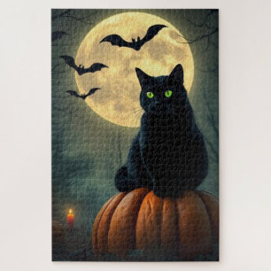 Mystisches, leuchtendes schwarzes Katzenpuzzle – H Puzzle