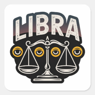 Mystisches Libra-Sternzeichen-Emblem Quadratischer Aufkleber