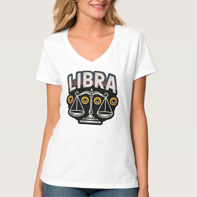 Mystisches Libra-Sternzeichen-Emblem T-Shirt (Vorderseite)