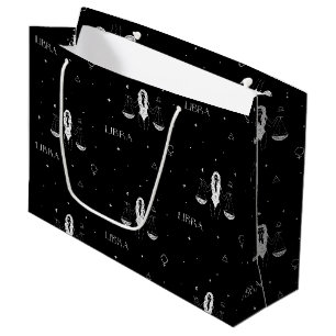Mystisches Libra-Sternzeichenmuster in Schwarz und Große Geschenktüte