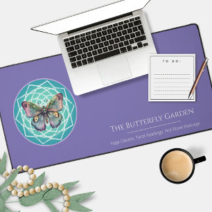 Mystisches Lila-Schmetterlings-Mandala-Tarot-Lesun Schreibtischunterlage